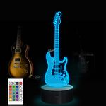 CooPark Guitar 3D Night Light, Optical Illusion LED Bedside Lamp with Remote Control 16 Colors Changing, Home Party Decor Creative Birthday Gift for Friend Music Lover