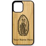 LaserGram Natural Wood Case Compatible with iPhone, Virgen de Guadalupe, Personalized Engraving Included (Bamboo)