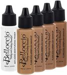 Belloccio Tan Color Shade Foundation Set - Professional Cosmetic Airbrush Makeup in 1/2 oz Bottles