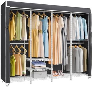 VIPEK V40C Covered Clothing Rack Heavy Duty Clothes Racks with Cover, Custom Freestanding Closet Portable Wardrobe Closets for Bedroom, White Metal Closet Rack with Black Oxford Fabric Cover