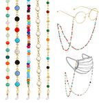 5 Pack Glasses Chain for Women, Colorful Crystal Beaded Sunglass Strap, Gold Eyeglasses String Holder Mask Lanyard