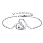 YFN Cat Bracelets Sterling Silver Adjustable Animal Bracelet Jewelry Gifts for Women Girls 7"+2".