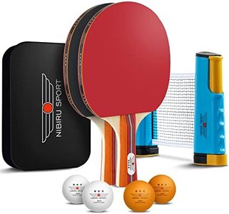 NIBIRU SPORT Professional Ping Pong Paddle Set (2-Player) - Table Tennis Paddles Set of 2 with Retractable Net, 4 Balls, and Carry Bag/Storage Case - Table Tennis Equipment & Ping Pong Accessories