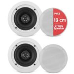 Pyle Ceiling Speakers, Wall Mounted Wireless Ceiling Speakers, 13.34cm Pair of 2-Way Midbass Woofer Speaker & 150 Watts, Flush Mount Sound, Easy Installation for Indoor/Outdoor, Kitchen, Bathroom
