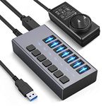 Powered USB Hub - ACASIS 7 Ports 36W USB 3.0 Data Hub - with Individual On/Off Switches and 12V/3A Power Adapter USB Hub 3.0 Splitter for Laptop, PC, Computer, Mobile HDD, Flash Drive and More