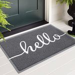 Colorxy “Hello” Door Mat, Dirt Trapper Doormats Non-Slip Low Profile Durable Door Mat for Outdoor, Indoor, Entrance, Patio, Front Back Door, 30" x 17.5", Grey