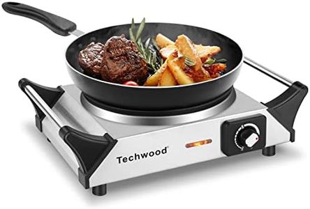 Techwood Hot Plate for Cooking, 1500W Electric Stove Countertop Single Burner with Adjustable Temperature & Stay Cool Handles, 7.5” Cooktop for Home/RV/Camp, Compatible for All Cookwares, Silver