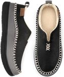 EverFoams Men's Micro Suede Memory Foam Moccasin Slippers with Fuzzy Sherpa Lining and Anti-skid Sole Black Size 9 UK