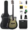 Donner Acoustic Electric Guitar for Beginner Intermediate with Amplifier Capo Strap Pick Tuner, 41 Inch Full Size Acustica Electro Guitarra Kit