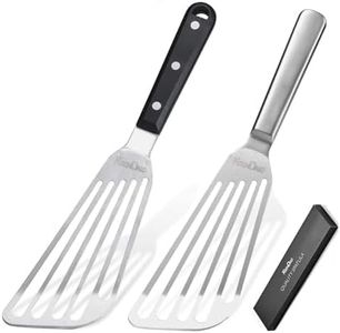 KSENDALO Spatula Set Stainless Steel Thin Metal Egg Spatula Flipper Slotted Frying Turners for Cooking 2pack (11.8inch)