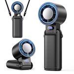 Deyhoc Handheld Fan Rechargeable with LED Display & Clip, 1-199 Speed Adjustable, 3-in-1 Hand Neck & Desk Fan, Powerful Portable Mini Hand Held Fans for Travel Camping Office Home, Black
