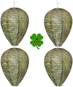 Outward Creations Wasp Nest Decoy - 4 Pack - Hanging Wasp Repellent and Deterrent- Safe Trap
