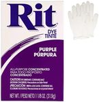 All Purpose Concentrated Rit Dye Powder Single Pack with Plastic Gloves for Clothing, Decor, and Crafts Purple