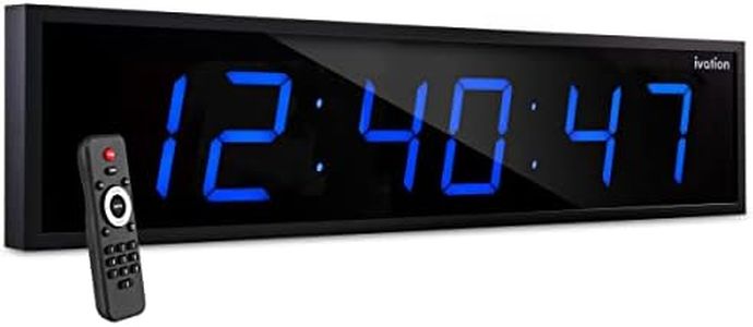 Ivation Huge 72" Inch Large Big Oversized Digital LED Clock with Stopwatch, Alarms, Countdown Timer & Temp - Shelf or Wall Mount (Blue) | 6-Level Brightness, Mounting Holes & Hardware