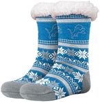 FOCO - Officially Licensed NFL Women's Tall Footy Slipper Socks - One Size Fits Most, Detroit Lions, One Size