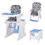 HOMCOM 3 in 1 Convertible Baby High Chair Toddler Table Chair Infant Feeding Seat Removable Food Tray Safety Harness Blue