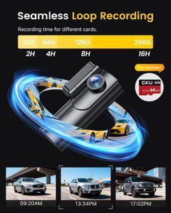 GKU 4K Dual Dash Cam with 64GB SD Card – Front and Rear Car Camera