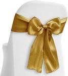 Lann's Linens - 10 Elegant Satin Wedding/Party Chair Cover Sashes/Bows - Ribbon Tie Back Sash - Gold