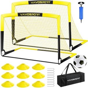 Kids Soccer Goal Set, 2 of 5x3.6 ft Soccer Goals for Backyard, Portable Pop Up Soccer Nets Training Equipment with Soccer Ball, Ladder and Cones, Soccer Net for Family Kids Youth Outdoor Sports Games