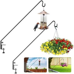 Idzo Deck Hook for Bird Feeder, 43in Deck Bird Feeder, Plant Hanger for Railing, 3in Non-Slip Clamp