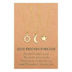 MANVEN 3PS Sun and Moon Necklace Best Friend Necklace Matching Friendship Gift Star Necklace Adjustable Nacklaces for Friend Bff Women Girls Couple Sister Girlfriend Teen Idea Birthday Gift