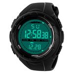 BHGWR Mens Sports Digital Watch - 5 Bars Waterproof Military Digital Watches with Alarm/Timer/SIG, Black Large Face Outdoor Sport LED Wrist Watch for Men