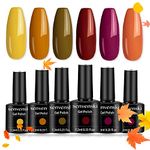 Senvenski Gel Nail Polish Fall Colors Yellow Orange Olive Red Burgundy Rose Peach Coral Pumpkin Gift Soak Off UV LED Manicure Art Varnish Set Home Salon Use (CS6-030)