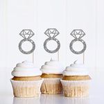 12 x Silver Diamond Ring Engagement ring cupcake toppers, Engagement party, Hen Do, Wedding decorations