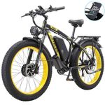 Kinsella K800 dual motor 26-inch fat tire mountain electric bike has: 23AH lithium battery, 4 color options, 21 speeds, color display UK Warehouse (Black yellow)