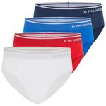 FM London Mens (4-pack) Bamboo Briefs, Blue, Red, White, M UK