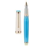 Jinhao 82 Acrylic Fountain Pen, Iridium Medium Nib with Ink Converter, Macaron Aqua Blue Contrast Color Classic Design Smooth Writing Pen (Gold Trim)