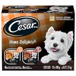 CESAR Home Delights Adult Wet Dog Food - 6 Beef Stew and 6 Hearty Chicken and Noodle Dinner in Sauce, 12x100g Trays