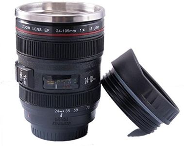 FUNLAVIE Tasse à café mug original et magique mug isotherme caméra objectif thermos café tasse bouteille objectif photo en acier inox cadeau pour hommes/femmes Lot de 1