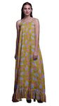 Bimba Goldenrod2 Floral Leaves & Lily Spaghetti Strap Womens Sleepwear Nightgown Ladies Nightwear Nursing Sleep Dress XX-Large