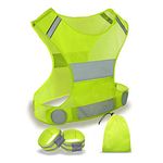 ACTIVATE High Visibility Vest for Running, Cycling, Bike, Walking + FREE Arm/Leg Bands & Carry Bag - For Men & Women – Inner Zip Pocket – Fully Adjustable – High Vis - Be Seen & Stay Safe!