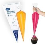 EXSTRY Large Piping Bags Disposable - 16 Inch Pack of 40 Thick, Tear-Proof Icing Bags for Frosting, Dessert & Cake Decoration – Easy to Grip – Perfect for Professional & Novice Bakers - Clear