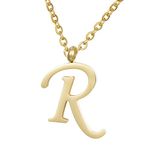 Morella Women's Stainless Steel Necklace Gold with Pendant Letter R