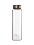 CELLO H2O Borosilicate Glass Water Bottle | Glass Fridge Bottle | Wide mouth for Easy Cleaning | Bottle for Hotel, Travel, Office, College | 1 Litre, Copper