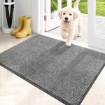 PURRUGS Dirt Trapping Door Mat 60 x 90 cm, Non-Slip Machine Washable Entrance Mat, Dog Doormat, Super Absorbent Entry Rug for Front Door, Back Door, Muddy Shoes and Paws, Light Grey-Dark Grey