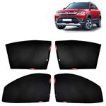 KINGSWAY® Fix Type Z-Black Side Curtains Sunshades for Car Compatible with Maruti Suzuki Brezza (2022 Onwards) - Enhanced Sun Protection & Privacy, Half Cut in Front Window, Complete Set of 4 Piece