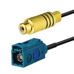 Superbat Fakra to RCA Cable 15cm, RCA Female to Blue Fakra Z Female Coax Pigtail for Aftermarket Radio Head Unit Rear View Camera etc