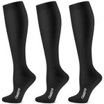 CAMBIVO Compression Socks for Women & Men 3 Pairs, Flight Socks Black Stockings for Ankle/Calf Support, Running, Flying, Pregnancy & Maternity, Airplane Travel Essentials