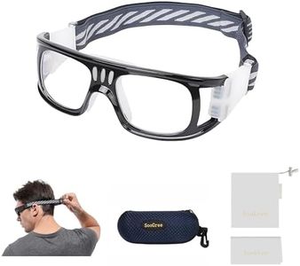 Professional Sports Goggles Glasses Men Women Racquetball Basketball Football Sport Eyewear Protective Anti-fog Shock Collision Lens Replaceable (Black Frame White Pad) (8068)