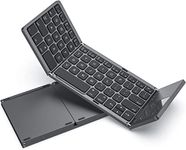 1Goal Foldable Bluetooth Keyboard with Touchpad Portable Wireless Keyboard Rechargeable Full Size Ultra Slim Pocket Folding Keyboard for Android Windows iOS Tablet & Laptop-Black