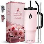 ICYBLAZE 40oz Tumbler with Straw and Lid | 2 Straws & Handle | Travel Mug | Insulated Coffee Cup | Flasks for Hot and Cold Drinks | Iced Coffee Cup | BPA-Free (Sakura Pink)