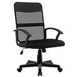 DLONGONE Office Chair Desk Chair Mesh Office Chair Height Adjustable Study Swivel Chair Comfortable Mid-back Chair with Armrests and Mesh Breathable Backrest, Black