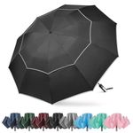 G4Free 62 Inch Windproof Inverted Umbrella with Reflective Stripe Large Compact Reverse Golf Umbrella for Rain 10 Ribs Double Canopy Travel Umbrella Automatic Open Close