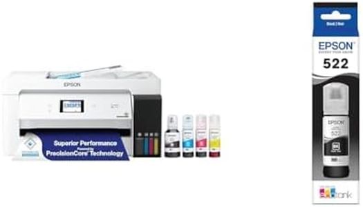 Epson EcoTank ET-15000 Wireless Color All-in-One Supertank Printer with Scanner & 522 EcoTank Ink Ultra-high Capacity Bottle Black (T522120-S) Works with EcoTank ET-2720