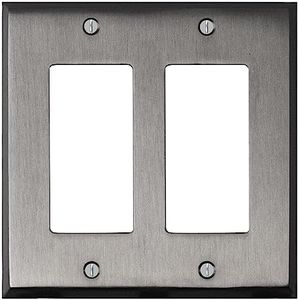 Switch Hits Satin Nickel Outlet Wall Plate | 2 GFI Rocker | 4.5" x 4.5" | Hand-Polished Brass Construction | Electrical Switch Plate Cover for All Configurations