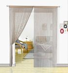 HSYLYM String Curtains Spaghetti Door Beads Light Weight Colourful Dense Bead Curtains for Doors,Ecru,90x245cm